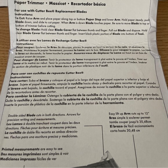 Cutter Bee Paper Trimmer and Scissors Set w Straight Blade Crafts Scrapbooking - Picture 5 of 6